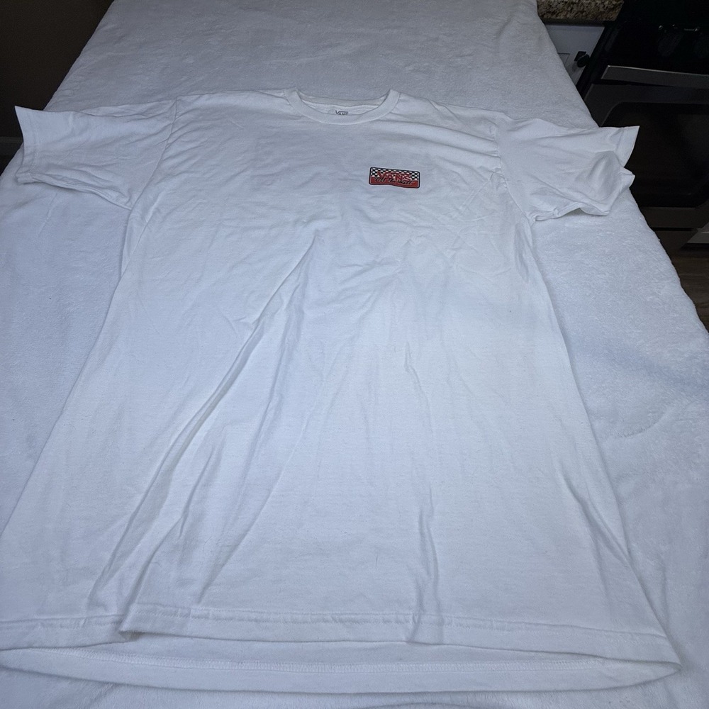 Vans Off The Wall Men’s XL White T-Shirt Checkerboard Logo Front Back Graphic